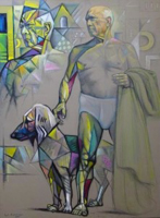 Picasso con Kabul. Óleo sobre lienzo, 130 x 97cm. 2001